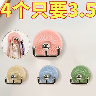 双挂钩免打孔强力粘胶承重粘钩无痕粘贴浴室厨房墙壁毛巾衣帽钩子