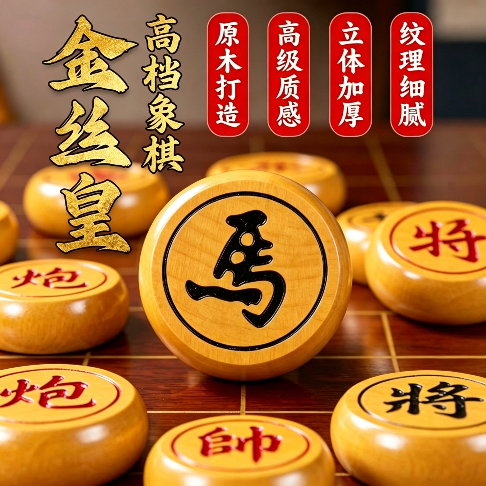 中国象棋高档带木质棋盘学生豪华大号象棋便携式套装成人老人实木