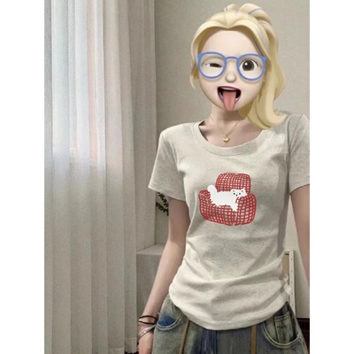 白色正肩短袖t恤女2025夏季新款