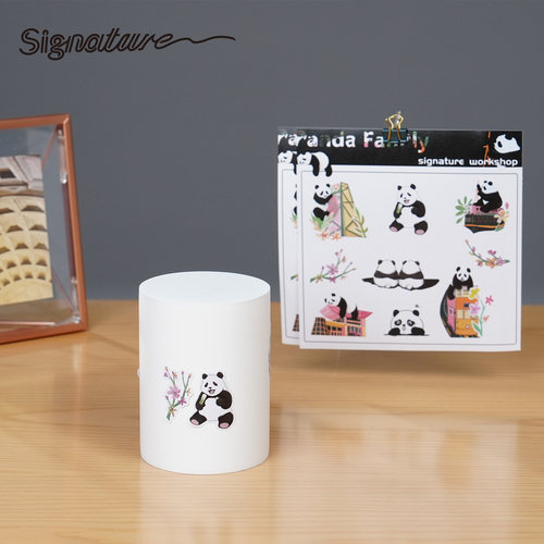 signature可爱熊猫卡通贴纸
