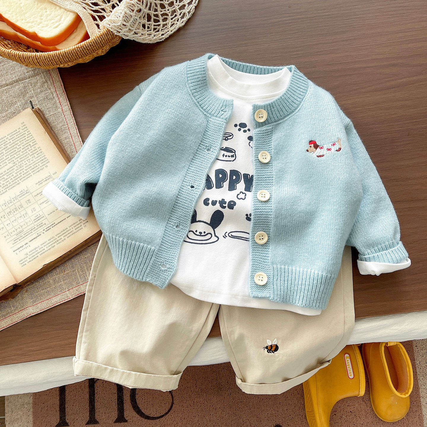 2026春秋季童装新款男童套装宝宝外套帅气韩版儿童牛仔三件套潮款