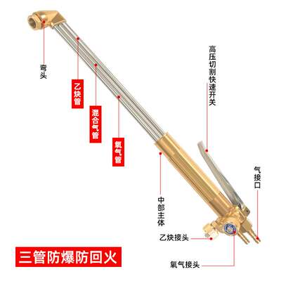 出口YAMATO款等压式割炬G02-200型防回火不锈钢三根管割枪