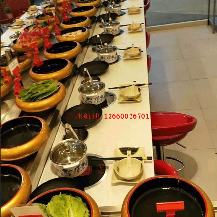 旋转小火锅设备供应 回转火锅设备 自助回旋麻辣烫输送设备