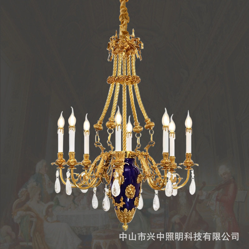 法式全铜客厅吊灯古典挑空大