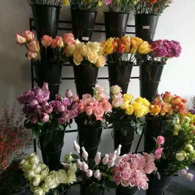 新款现货铁艺花店用品多层鲜花圆桶架金属花桶展示架大小号花架