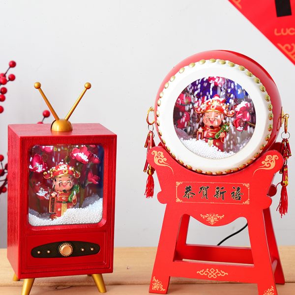 音乐商场年景小电视机灯氛新2024创意雪装饰橱窗气摆件家居摆件