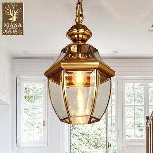 美式 现代简约阳台过道走廊灯创意书房全铜灯具 全铜卧室led吸顶灯