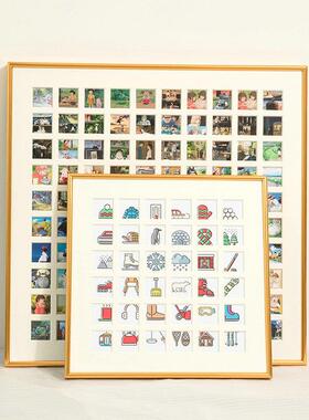 100宫格铝合金挂墙画框情侣照片毕业纪念儿童成长25 36宫格相框