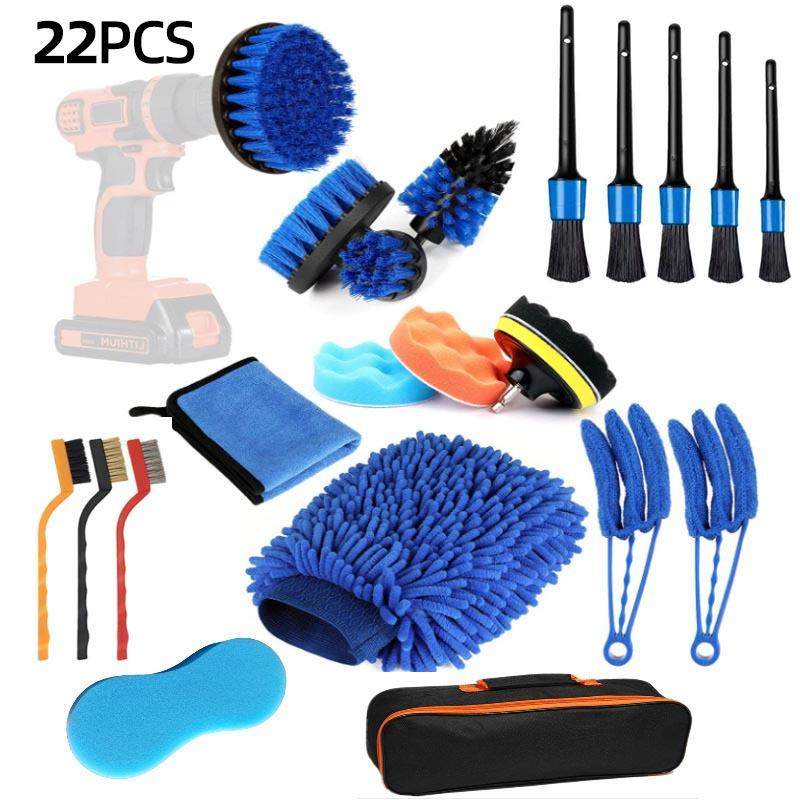 跨境热卖汽车电钻清洁刷轮毂内饰缝隙22件套清洁刷打蜡海绵洗车刷,玩具/童车/益智/积木/模型,毛绒/玩偶/公仔/布艺类玩具,淘宝优惠券,粉丝福利购,淘宝优惠卷