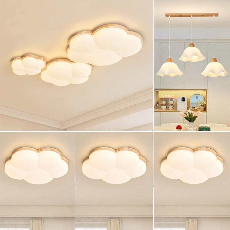 云朵全屋中山灯具套餐组合三室两厅简约现代日式北欧原木风客厅灯