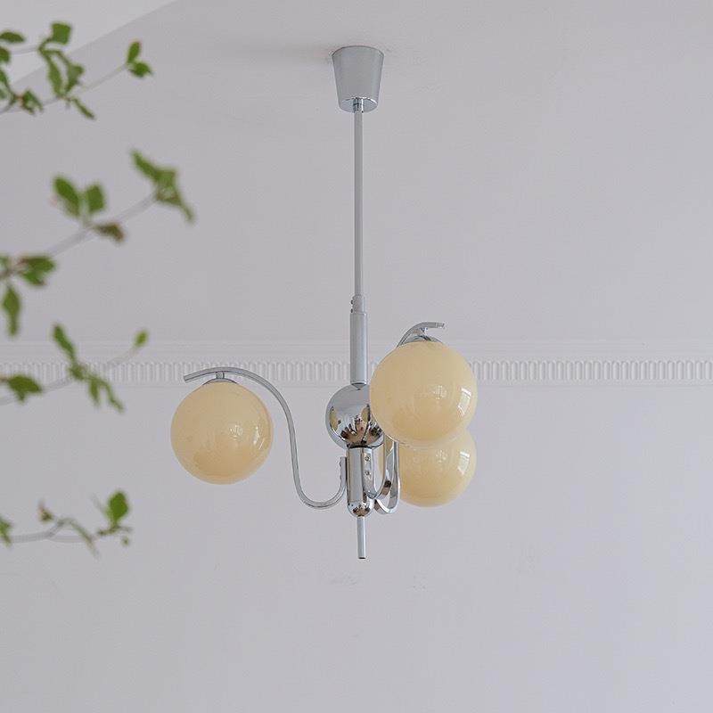 法式中古包豪斯吊灯客厅灯北欧设计师创意圆球餐厅灯奶油风卧室灯