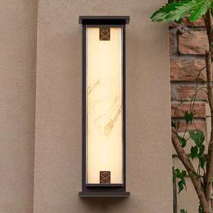 太阳能户外防水壁灯简约仿云石别墅庭院阳台室外长条大门两侧墙灯