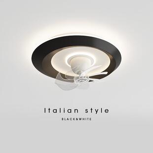 卧室风扇灯可摇头简约现代智能新款大风力超薄餐厅主卧室吸顶灯具