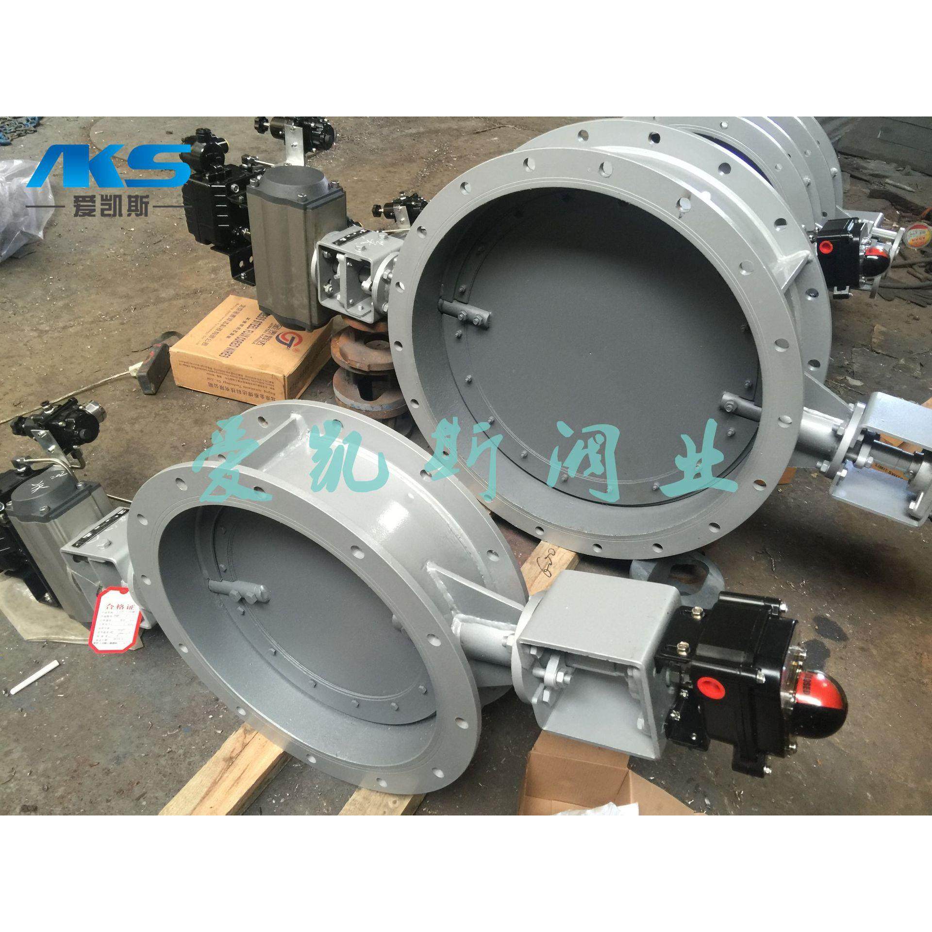 304气动法兰通风蝶阀D641W-6P不锈钢耐腐催化燃烧快开放料灌底阀