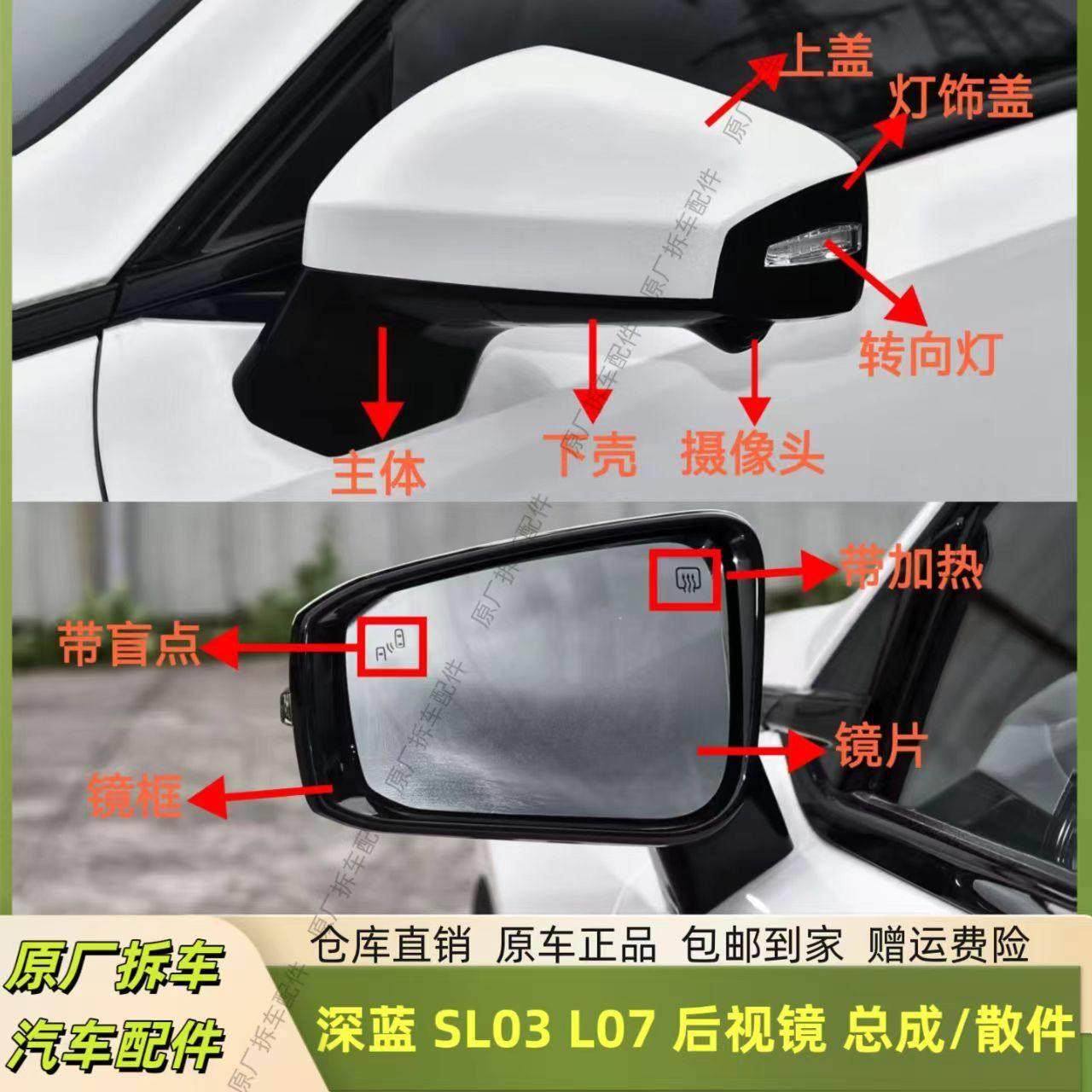 适用于 于长安深蓝SL03 L07反光镜片后照镜框后视镜总成外壳底座,3C数码配件,USB多功能数码宝,淘宝优惠券,粉丝福利购,淘宝优惠卷