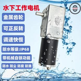 45ZY防尘IP68防水电机涡轮蜗杆全金属齿轮直流减速水下电机 5882