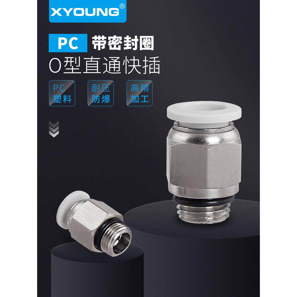 G螺纹接头PC8-G02带密封圈PC12-G03接头PC6-G02带O型圈螺纹直通