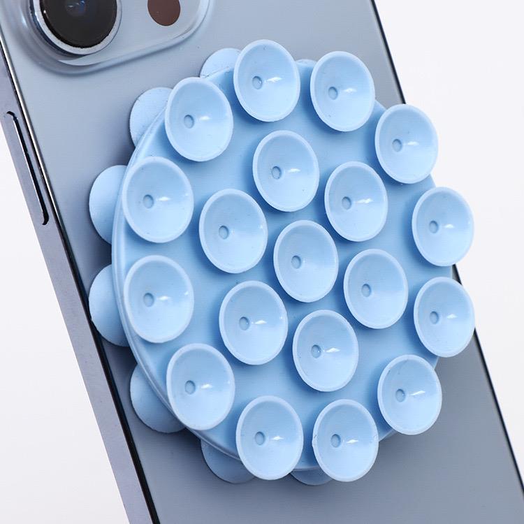 圆形双面硅胶手机吸盘支架贴便携随手贴背部防滑自拍车载固定神器