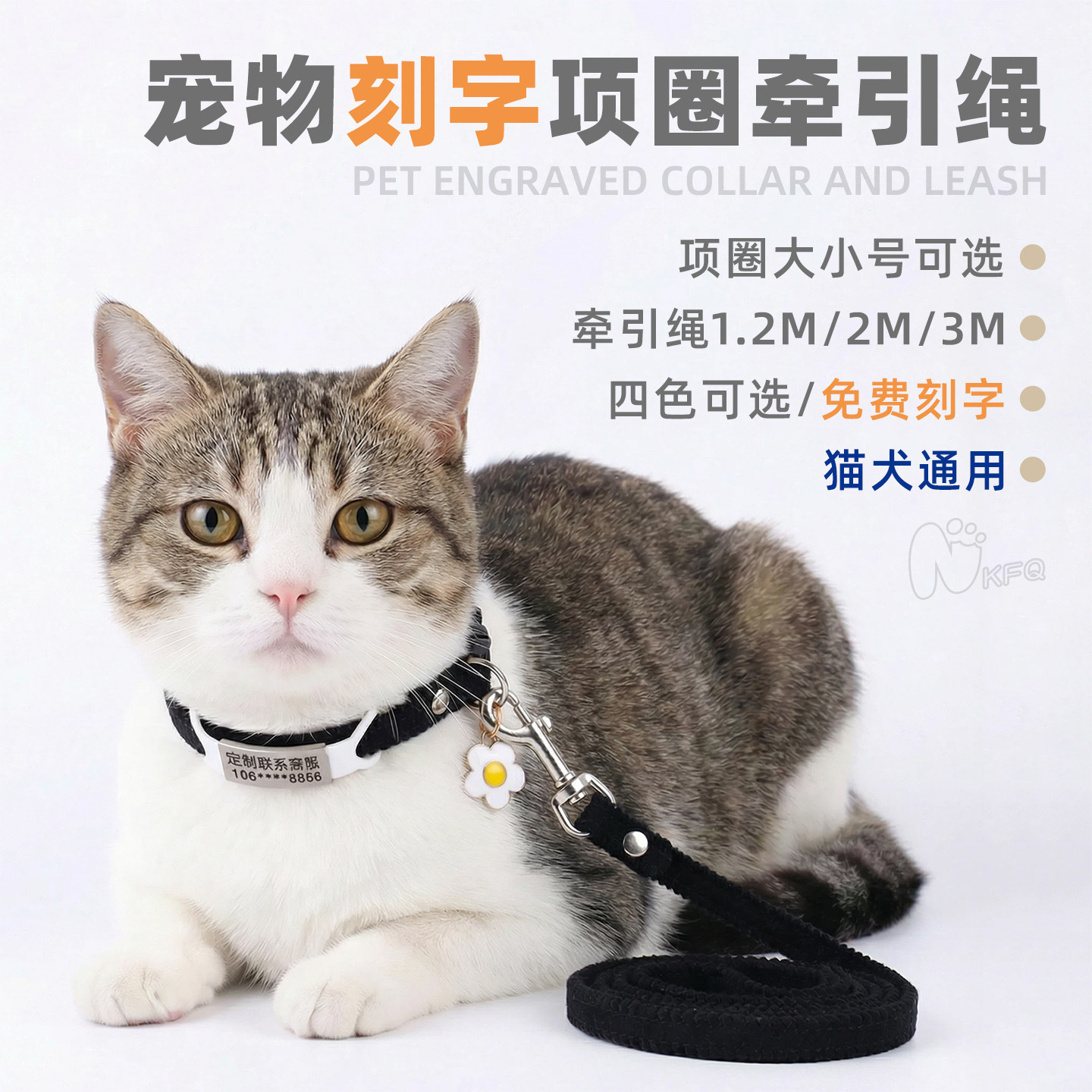 猫狗通用加长牵引绳宠物刻字项圈幼猫幼犬可调节脖圈定制身份挂牌,宠物/宠物食品及用品,猫牵引绳,淘宝优惠券,粉丝福利购,淘宝优惠卷