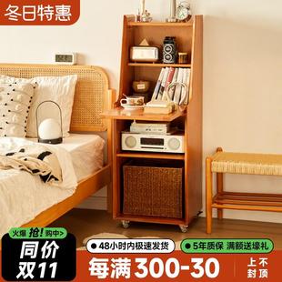 实木床头柜家用储物柜卧室简约可移动收纳柜小户型窄柜迷你化妆桌