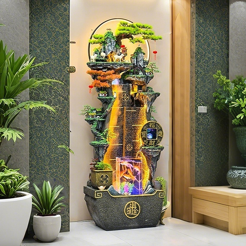 开 业假山流水喷泉鱼缸造景摆件循环水生财乔迁送礼客厅招财风水