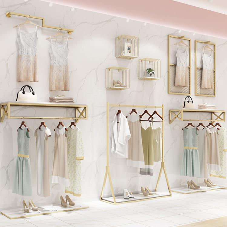 服装店展示架落地衣架陈列货架组合货架上墙落地挂衣架展示架衣架