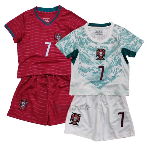2026葡萄牙C罗球衣儿童足球服套装学生比赛运动速干训练队服定制