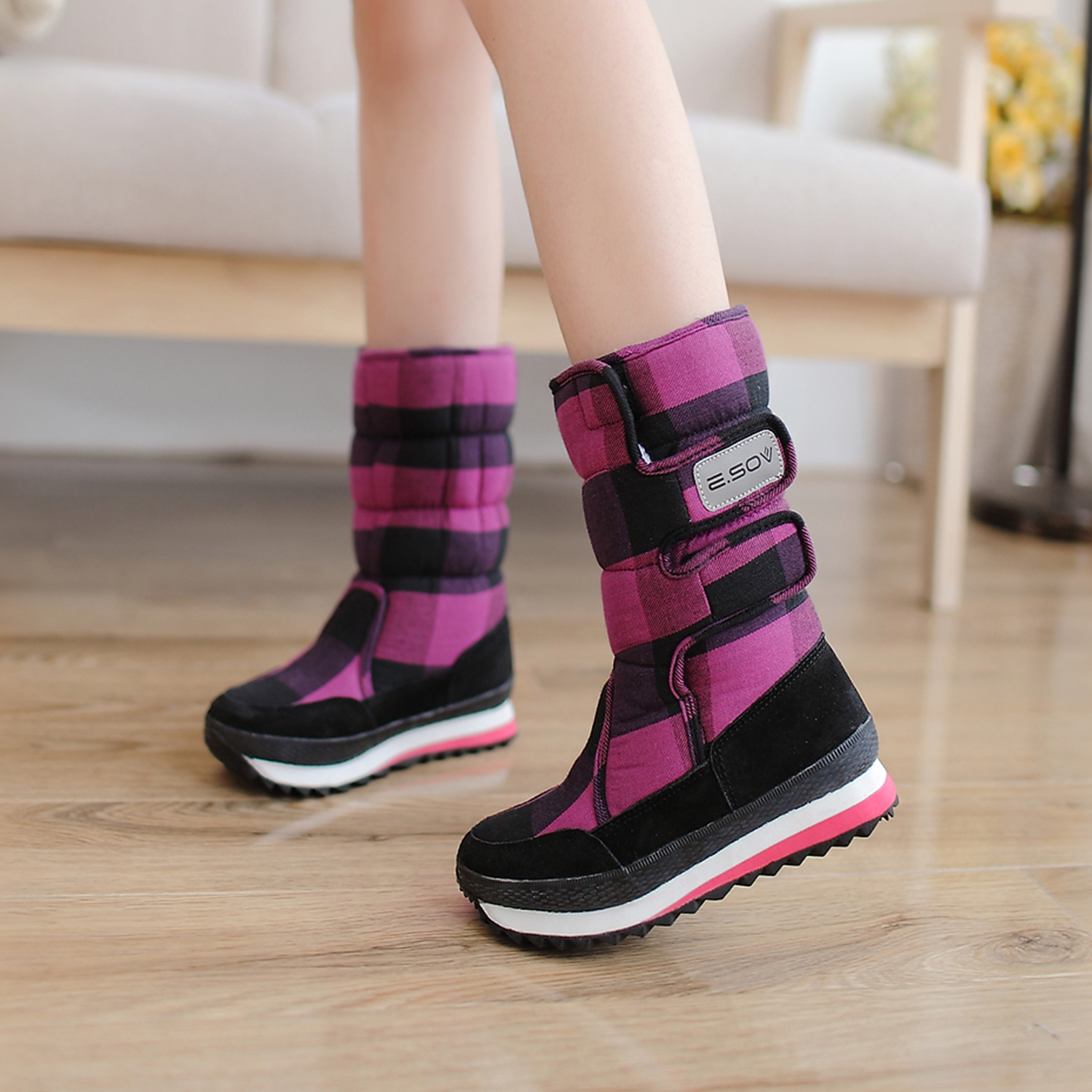 艾索维冬季新款中筒雪地靴