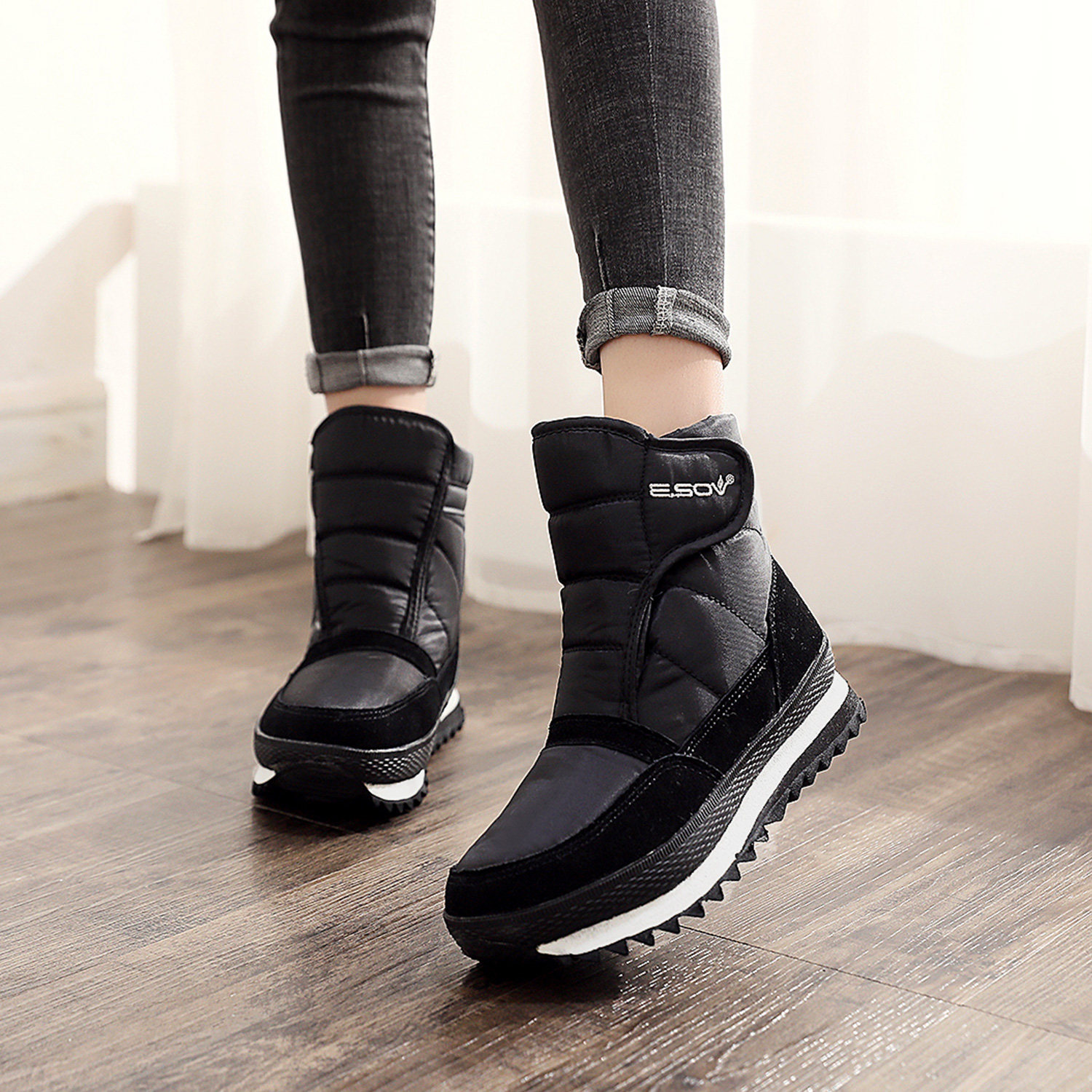 雪地靴女冬季防水防滑加绒保暖低帮短筒平底舒适情侣款棉鞋雪地鞋,女鞋,时尚雪地靴,淘宝优惠券,粉丝福利购,淘宝优惠卷