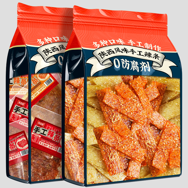 陕西风味手工辣条组合老式辣条五香麻辣网红休闲解馋健康零食食品