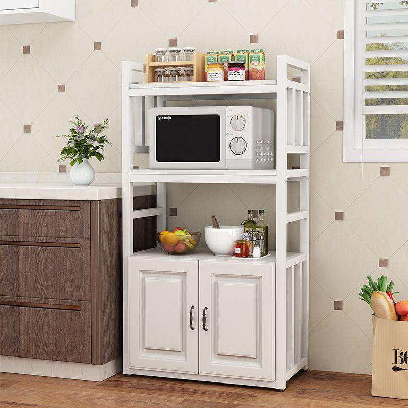 V3N厨房微波炉烤箱置物架落地式收纳柜家用多层带柜门储物架子置