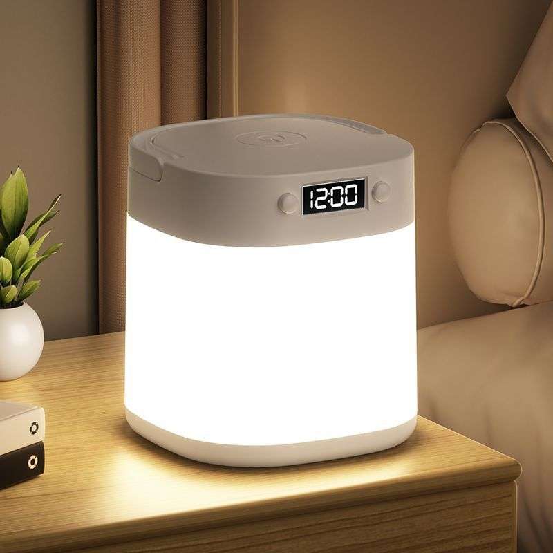 护眼手提遥控小夜灯时钟卧室床头台灯睡眠婴儿喂奶灯户外露营灯