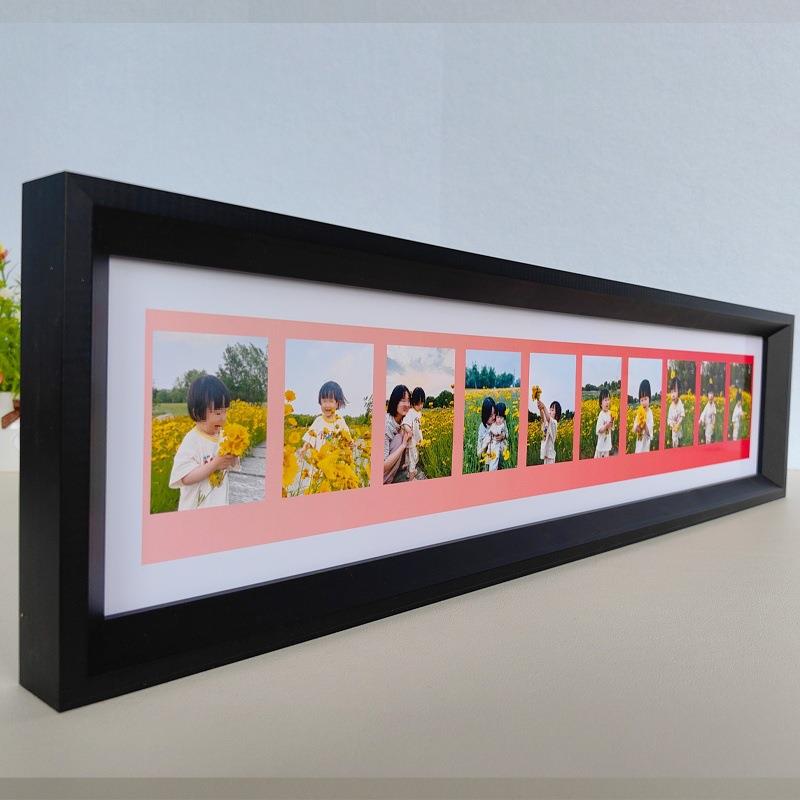 彩虹相框拍立得相纸实木长条宽幅5寸框架mini3寸方形摆台挂墙