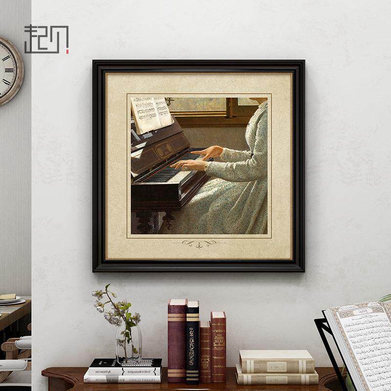 美式复古人物音乐教室装饰画客厅钢琴上方挂画玄关过道琴行壁画