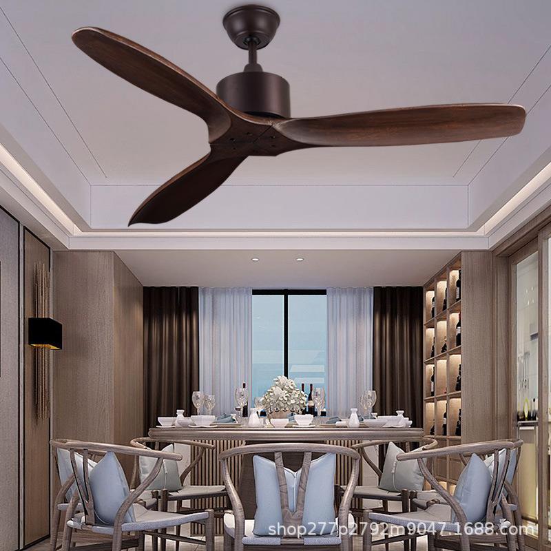 黑色工业无灯吊扇客厅餐厅简约复古木叶吊扇商用工程遥控电风扇灯