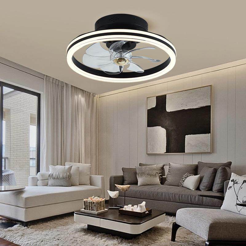 跨境吸顶风扇灯客厅餐厅卧室静音吊扇灯隐形LED摇头客厅大厅主灯