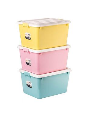 茶花收纳箱收纳盒家用宿舍塑料加厚衣物整理带轮储物箱家用C28004