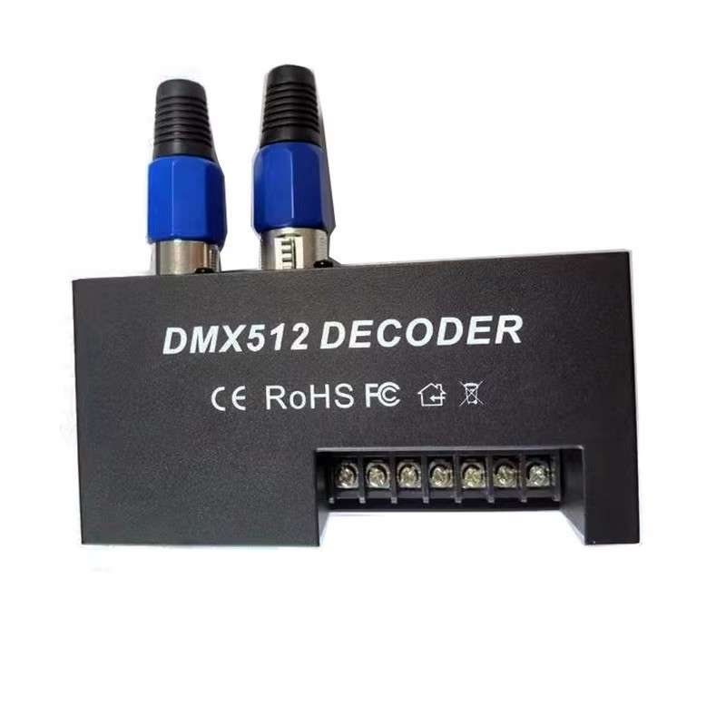 恒压DMX512解码器LED灯带5050七彩RGB控制器调光开关三通道四通道