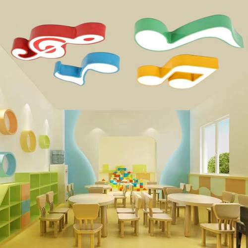 音符儿童led吸顶灯彩色 创意个性卡通书房音乐教室卧室幼儿园灯具