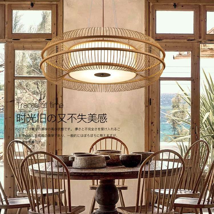 新中式禅意个性简约竹编吊灯东南亚民宿竹编日式卧室茶室客厅竹灯