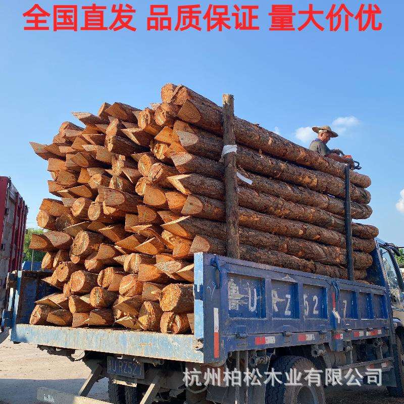 松木桩 河道围堰削尖杉木桩 圆木桩 松树桩基础打桩全国送货
