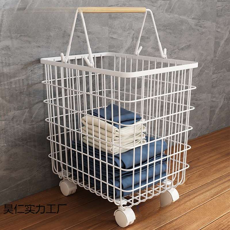 洗衣放篮框带轮篮子桶家用衣服浴室脏衣篓脏衣服收纳筐可移动