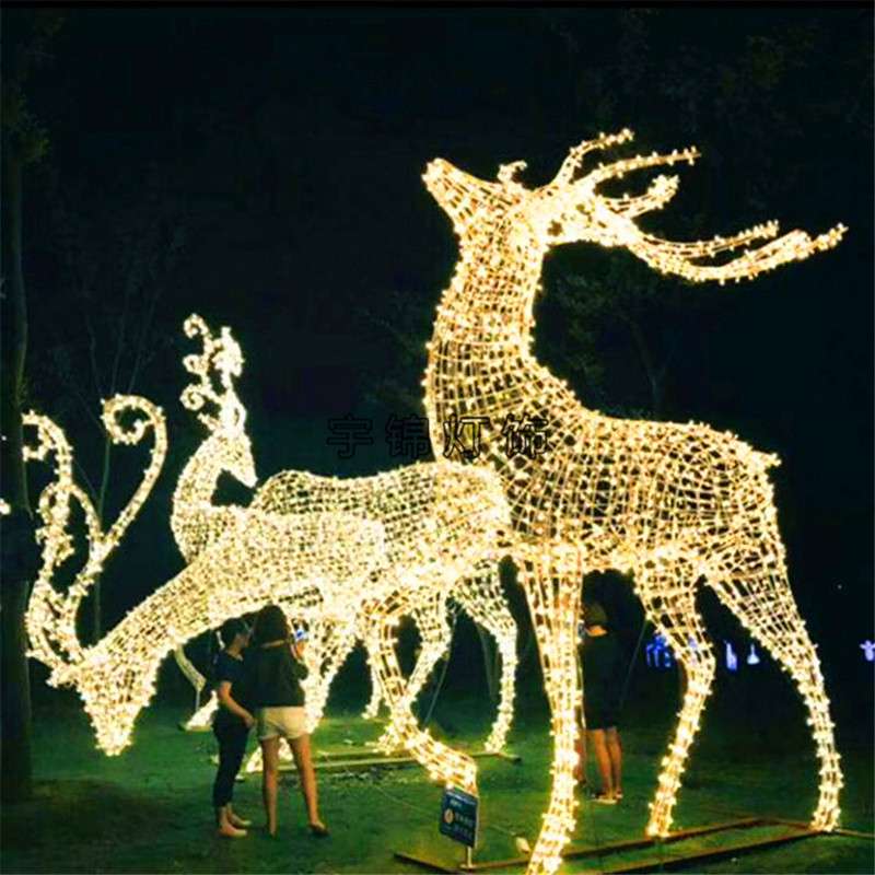 圣诞户外LED造型灯马拉车鹿拉车景观公园节日装饰灯光节造型