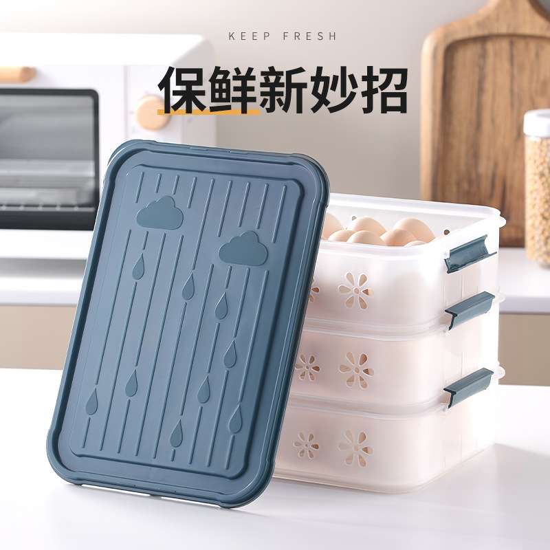 家用冰箱鸡蛋盒厨房冷藏冷冻鸡蛋分格收纳盒透明带盖保鲜盒储藏盒