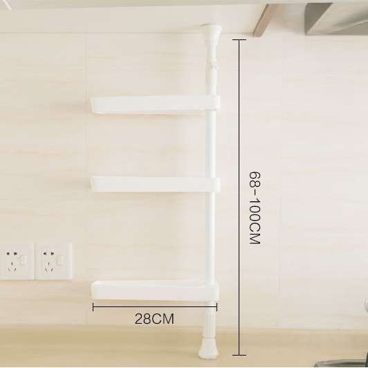 3YK顶天立地免钉免打孔伸缩可旋转厨房调料浴室置物架收纳架珏沁