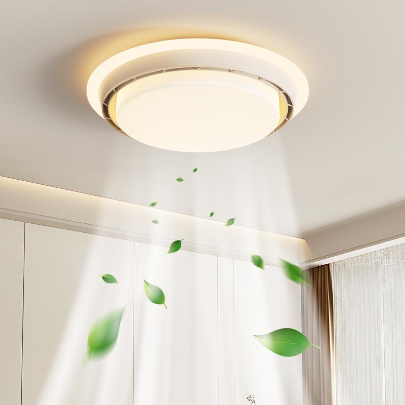 中古风无叶风扇灯胡桃木色简约现代静音儿童房卧室书房吸顶风扇灯 - 封面