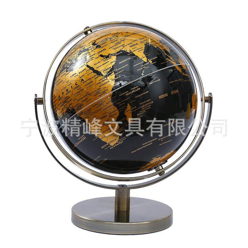 英文万向轻奢金属支架地球仪酒柜办公室书房桌面客厅家居装饰摆件