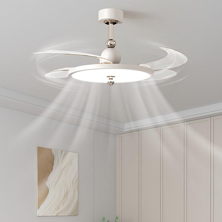 隐形风扇灯奶油风全光谱护吊扇灯卧室餐厅电扇灯一体新款