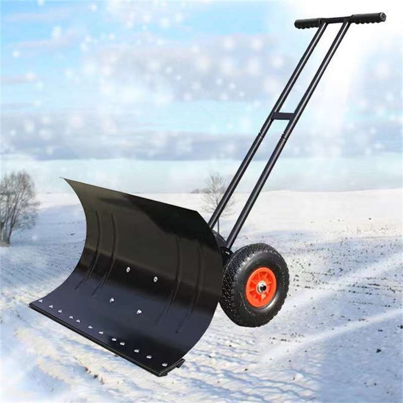 家用铲冰除雪推雪铲两轮手推大号推雪板双杆轮式手推除雪工具