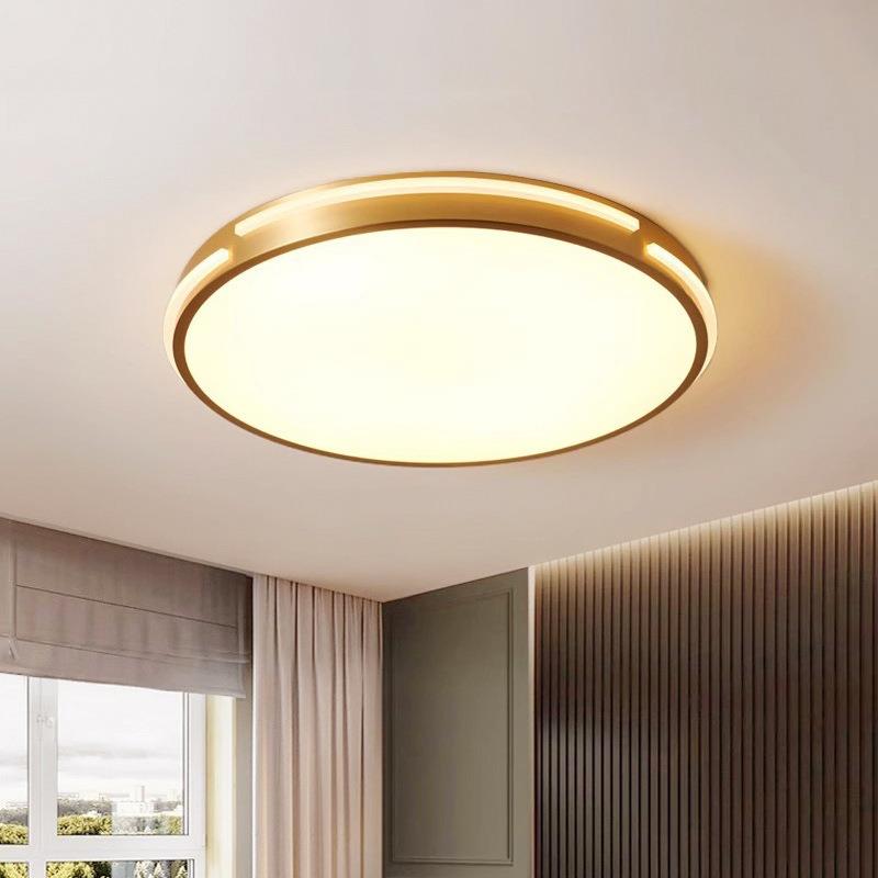 美式卧室吸顶灯圆形现代阳台灯轻奢欧式客厅主卧高级铜灯led灯具